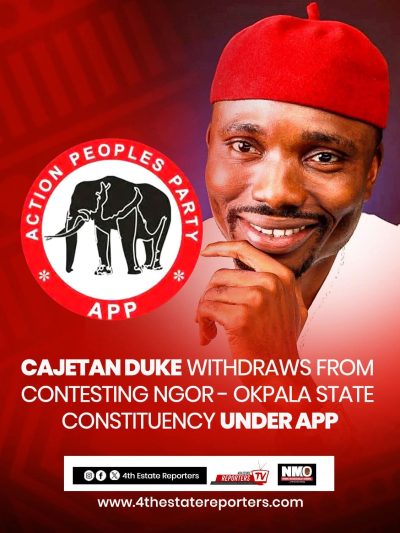 Former Spokesperson of the Imo APP Cajetan Duke Withdraws from contesting Ngor-Okpala State Constituency Election