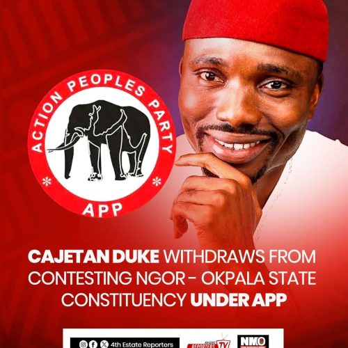 Former Spokesperson of the Imo APP Cajetan Duke Withdraws from contesting Ngor-Okpala State Constituency Election