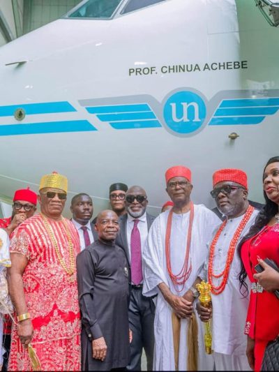 UNITED NIGERIA AIRLINES HONOURS OBI OF ONITSHA, CHINUA ACHEBE AS IT UNVEILS TWO BOEING 737 AIRCRAFTS 