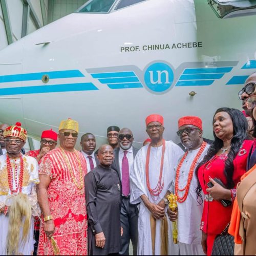 UNITED NIGERIA AIRLINES HONOURS OBI OF ONITSHA, CHINUA ACHEBE AS IT UNVEILS TWO BOEING 737 AIRCRAFTS 