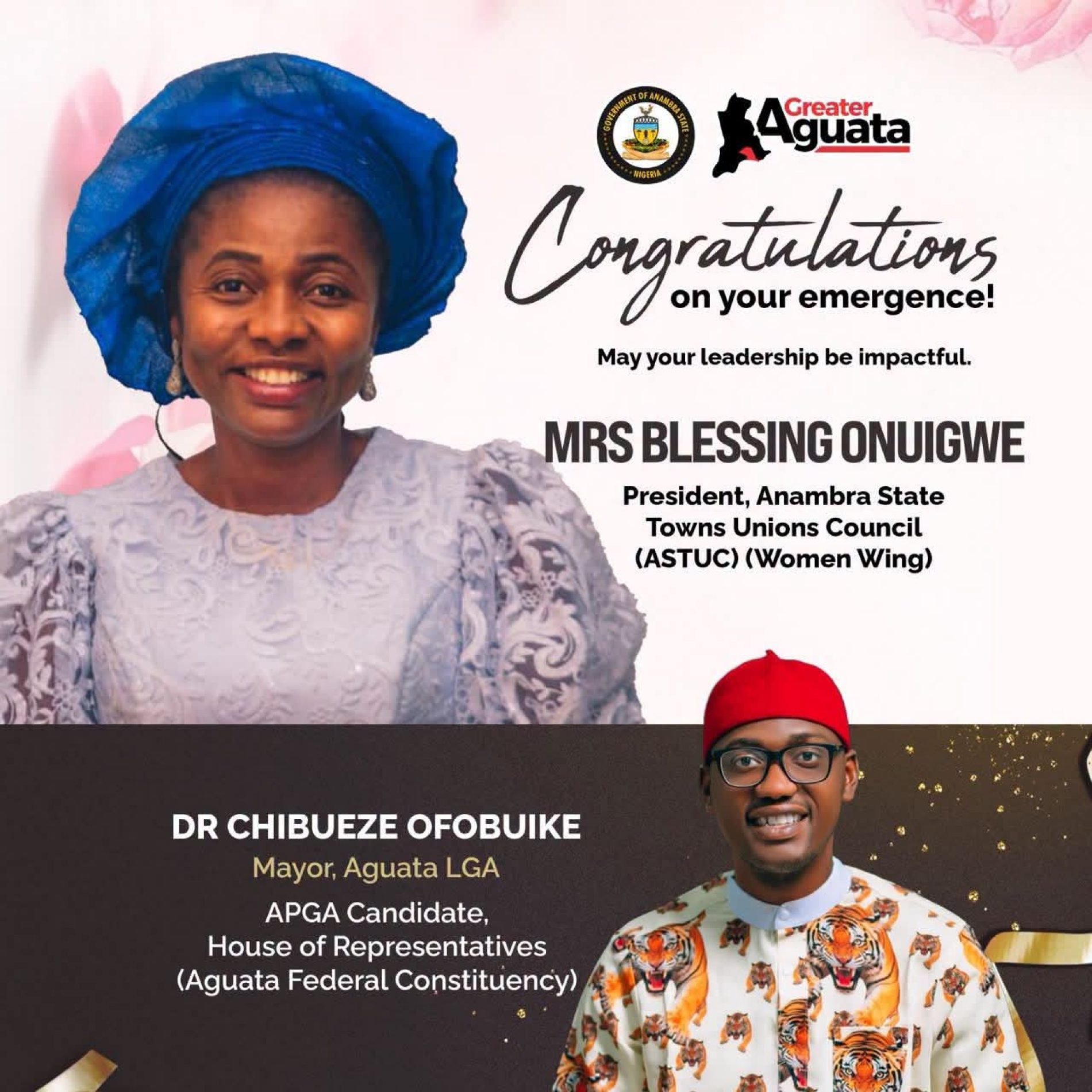 DR CHIBUEZE OFOBUIKE CONGRATULATES MRS. BLESSING UKAMAKA ONUIGWE ON EMERGING THE PRESIDENT OF ASTUC – WOMEN WING