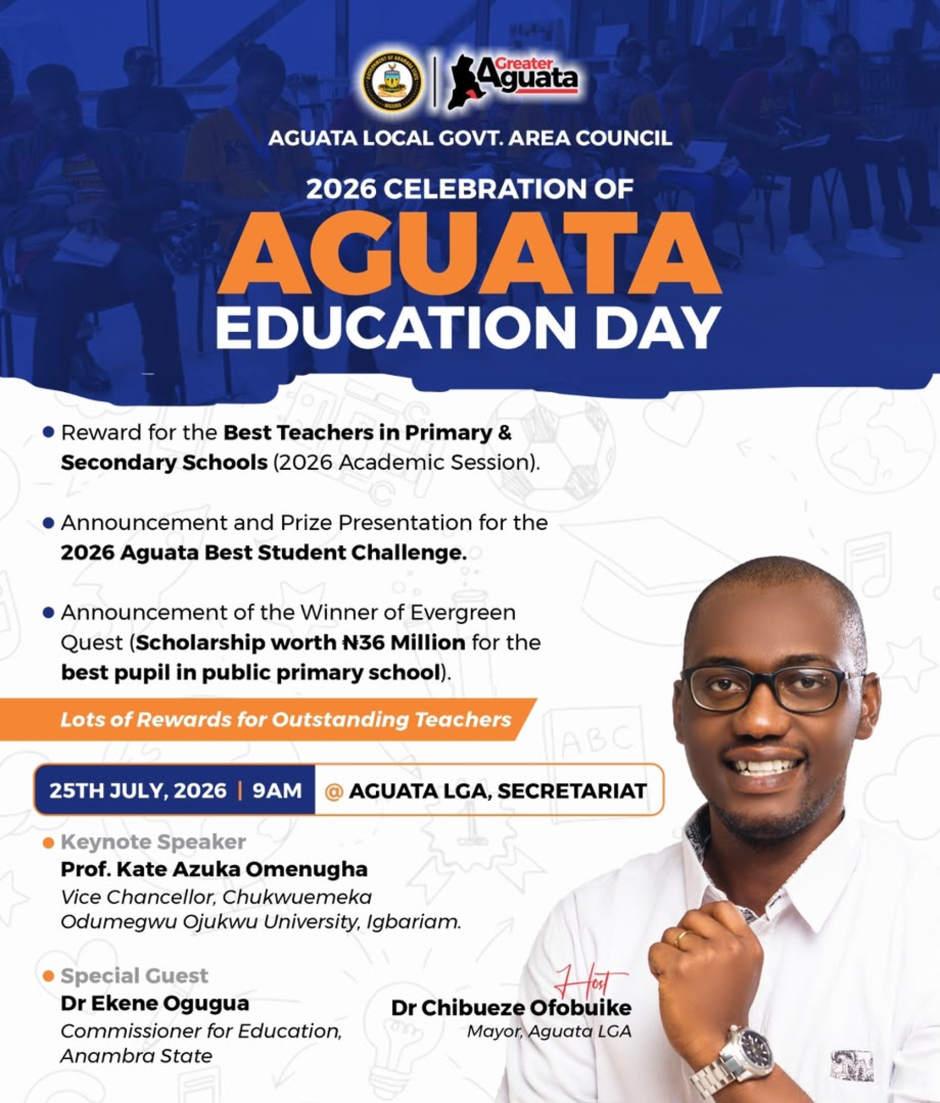 RE-SHAPING EDUCATION AT THE GRASS-ROOT: MAYOR OF AGUATA LGA SET TO HOST 2026 AGUATA EDUCATION DAY
