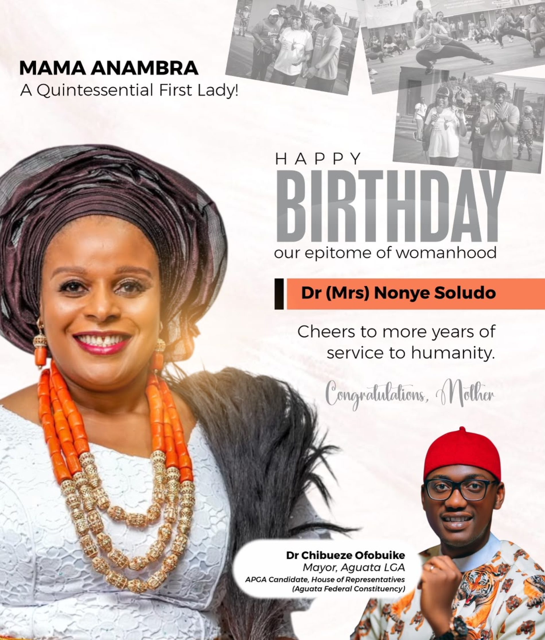 DR CHIBUEZE OFOBUIKE FELICITATES WITH MAMA ANAMBRA, DR (MRS) NONYE FRANCES SOLUDO
